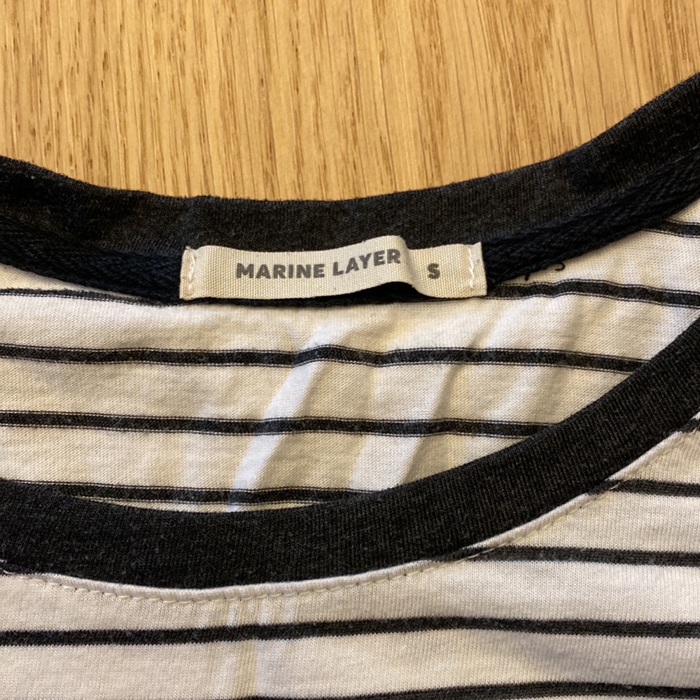 Marine Layer Black and White Striped Long Sleeve Tee - Picture 2 of 4